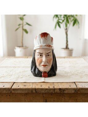 Ceramic Native American Chief Pitcher Creamer Germany Vintage 5.9"